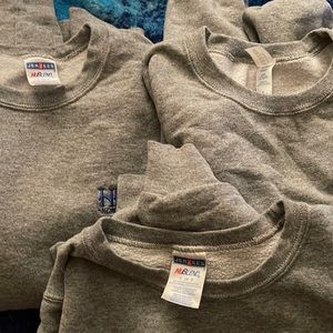 3 gray handels crew neck sweatshirts